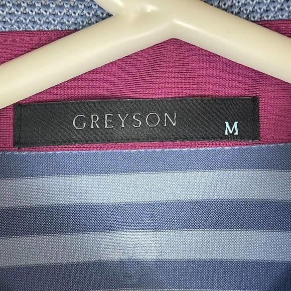 Greyson Polo Shirt Adult Medium Blue Striped Golf Rugby Preppy Short Sleeve Mens - Picture 5 of 11